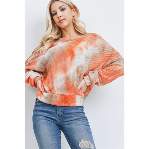 Peach Love California Tops - Orange Taupe Twist Back Top